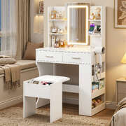 Dressing Table LED Vanity Desk Set Stool White Premium Quality Design
