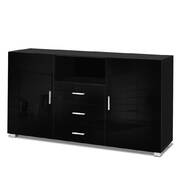 Buffet Sideboard Cabinet High Gloss Storage Cupboard Black Doors Drawers