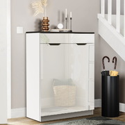 Efficiently Organize Your Shoes with our White High Gloss Shoe Cabinet and Storage Rack