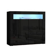 Buffet Sideboard Cabinet High Gloss Storage Cupboard 2 Doors Black Table