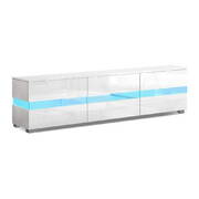 Artiss TV Cabinet Entertainment Unit Stand RGB LED Gloss Furniture 177cm White