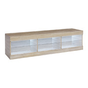 TV Cabinet Entertainment Unit Stand RGB LED Glass Shelf Storage 150cm Oak