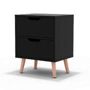 Bedside Table 2 Drawers With Shelf Black Finish