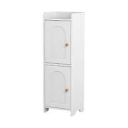 Bathroom Storage Cabinet 2-Tier Slim Toilet Organizer Adjustable White