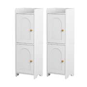 2x Bathroom Storage Cabinet 2-Tier Slim Toilet Organizer Adjustable White