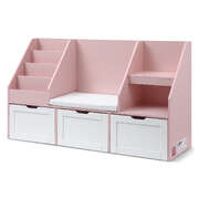 Kids Bookshelf Storage Organiser Toy Box Drawer Bench Cabinet Pink