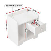 Bedside Table Drawer Nightstand Side End Table Storage Open Shelf White