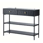 Black 3-Tier Console Table Modern Storage Shelf Living Room Entryway