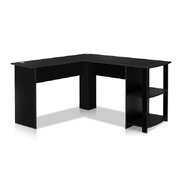 Computer Desk Shelf L-Shape Black 136CM