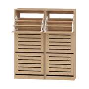 Pine Shoe Cabinet 3 Flip Drawer Set of 2 | EXTG