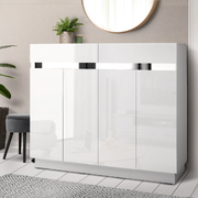 120cm Shoes Storage Rack High Gloss Cupboard White Drawers