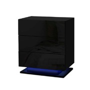  Bedside Tables Side Table RGB LED Lamp 3 Drawers Nightstand Gloss Black