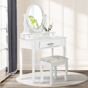 Dressing Table Stool Makeup Mirror Drawer White Jewellery Cabinet