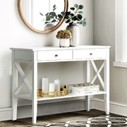 Console Table Hall Side Entry 2 Drawers Display White Desk Furniture