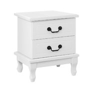 KUBI 2 Drawers Bedside Table French Nightstand Storage Cabinet, White,42cm x 41cm x 52cm