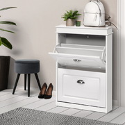  Shoe Cabinet Shoes Storage Rack White Organiser Shelf Cupboard Drawer 12 Pairs