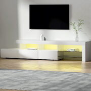 Entertainment Unit Stand RGB LED Gloss Furniture 215cm White