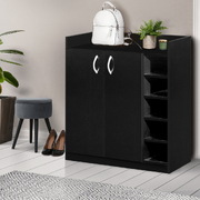  2 Doors Shoe Cabinet Storage Cupboard - Black