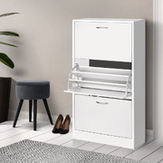 3 Tier Shoe Cabinet - White