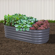 Garden Bed 160X80X42Cm Oval Planter Box Raised Container Galvanised