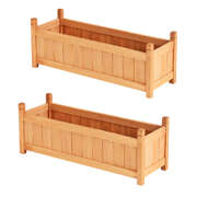 2x Raised Garden Bed 90x30x33cm - Wooden Planter Box for Growing