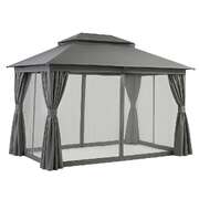 Outdoor Canopy 3x4m Steel Frame Patio Tent With Curtains Grey Marquee