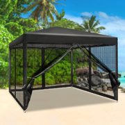 Instahut Gazebo Pop Up Marquee 3x3m Wedding Mesh Side Wall Outdoor Gazebos Black