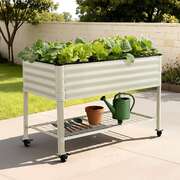 Mobile Raised Garden Bed Wheels 81cm White | EXTG