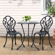 3Pc Outdoor Bistro Set - Tulip Black