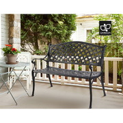 Garden Bench Outdoor Seat Chair Cast Aluminium Park Black