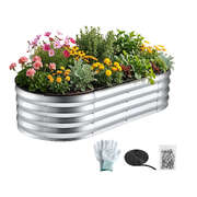 Oval Galvanised Steel Raised Garden Bed 120x60cm | EXTG