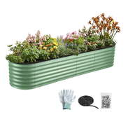 Oval Raised Garden Bed Galvanised Steel 240x60cm | EXTG
