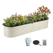 Oval Raised Garden Bed Galvanised Steel 240x60cm | EXTG