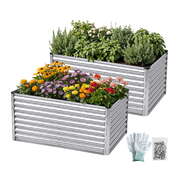 Raised Garden Bed 240x80x60cm Galvanised Steel | EXTG