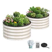 Round Raised Garden Bed 2 Pack Galvanised Steel White | EXTG