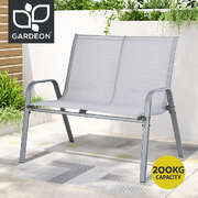 Garden Bench Seat Steel Outdoor Patio Park Lounge Backyard Chair Grey