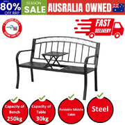 Outdoor Garden Bench Seat Loveseat Steel Foldable Table Patio Furniture