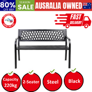 Outdoor Garden Bench Seat Steel Outdoor Furniture 2 Seater Park Black