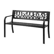 Outdoor Garden Bench Seat Outdoor Furniture Steel 2 Seater Park Black