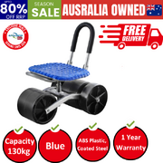 Foldable Blue Garden Stool with Wheels