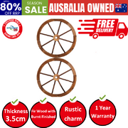 Garden Decor Outdoor Ornament 2X Wooden Wagon Wheel