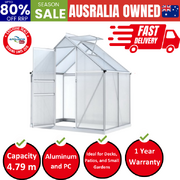 Greenhouse Aluminium Polycarbonate Premium Garden Storage Shed 1.3Mx1.9Mx2.0M