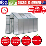 Greenhouse 2.52x1.9x1.83M Aluminium Polycarbonate Green House Garden Shed