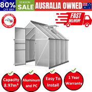 Greenhouse 2.42x1.9x1.95M Aluminium Polycarbonate Green House Garden Shed