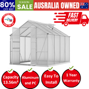 Greenhouse 2.42x2.5x2.26M Aluminium Double Doors Green House Garden Shed