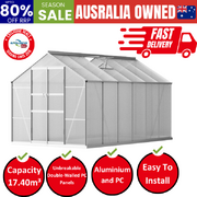 Greenhouse 3x2.5x2.26M Double Doors Aluminium Green House Garden Shed