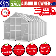 Greenhouse 4.7x2.5x2.26M Double Doors Aluminium Green House Garden Shed