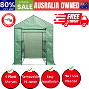 Greenhouse Tunnel - Walk-In Garden Shed with 8 Shelves 1.4x1.55x2m 