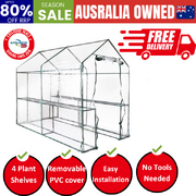 Greenhouse Tunnel - Walk-In Clear Garden Shed with 4 Shelves 1.2x1.9x1.9m