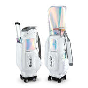 Golf Cart Bag Rolling Buggy Club Organiser Synthetic Leather White